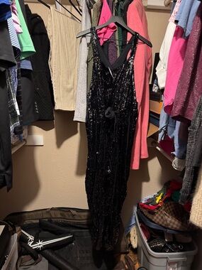 NWT Free People Black Sequin Sleeveless Jumpsuit